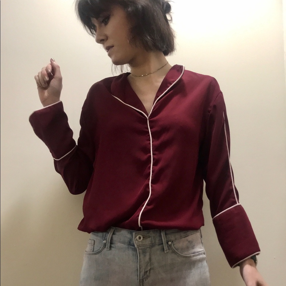 Shein Burgandy Dress Top